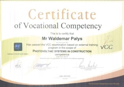 Certyfikat fotowoltaika