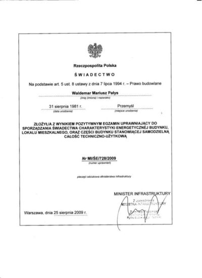 Świadectwo uprawnień